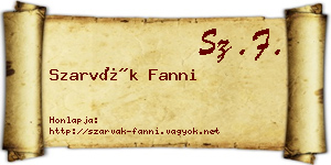 Szarvák Fanni névjegykártya
